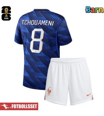 Frankrike Aurelien Tchouameni #8 Hemmatröja Barn VM 2026 Kortärmad (+ Korta byxor)